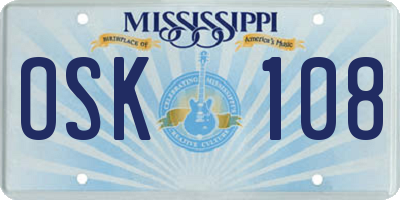 MS license plate OSK108
