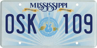 MS license plate OSK109