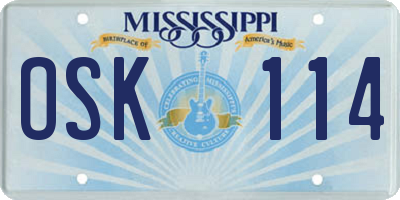 MS license plate OSK114