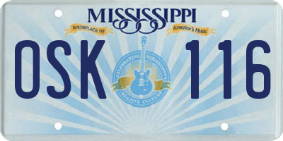 MS license plate OSK116