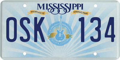 MS license plate OSK134