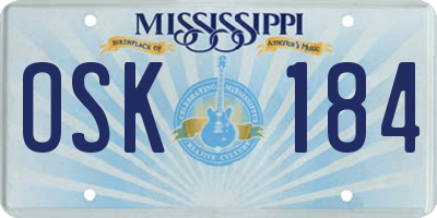 MS license plate OSK184