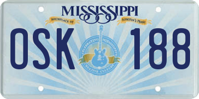 MS license plate OSK188