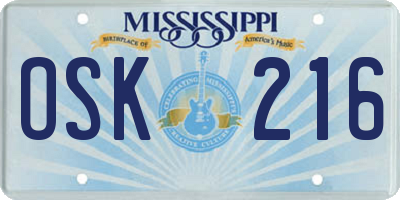 MS license plate OSK216