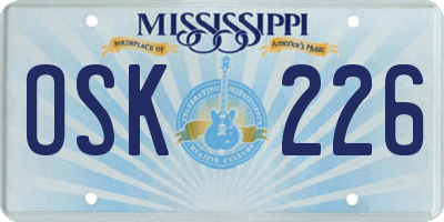 MS license plate OSK226