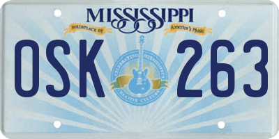 MS license plate OSK263
