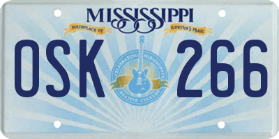 MS license plate OSK266