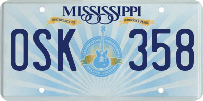 MS license plate OSK358