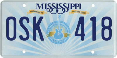 MS license plate OSK418