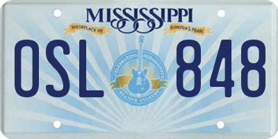 MS license plate OSL848