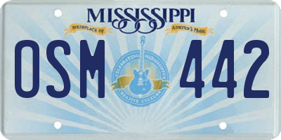 MS license plate OSM442