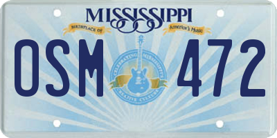 MS license plate OSM472