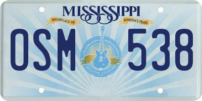 MS license plate OSM538