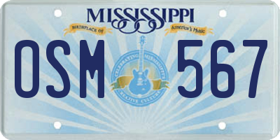 MS license plate OSM567