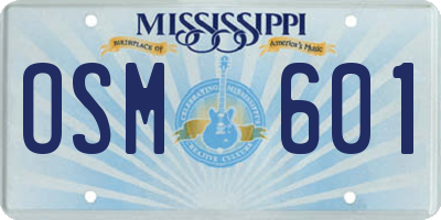 MS license plate OSM601