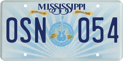 MS license plate OSN054