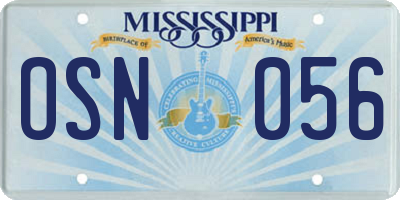 MS license plate OSN056