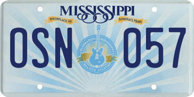 MS license plate OSN057