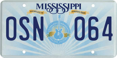 MS license plate OSN064