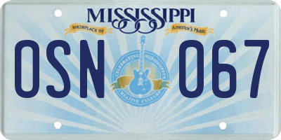 MS license plate OSN067