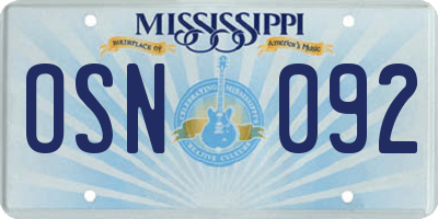 MS license plate OSN092
