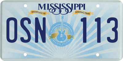 MS license plate OSN113