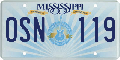 MS license plate OSN119