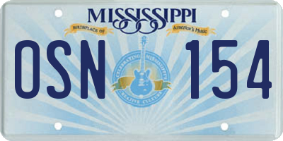 MS license plate OSN154