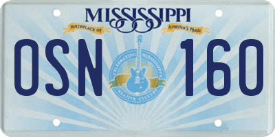 MS license plate OSN160