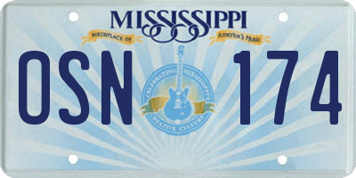 MS license plate OSN174