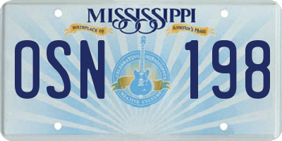MS license plate OSN198
