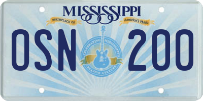 MS license plate OSN200