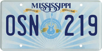 MS license plate OSN219