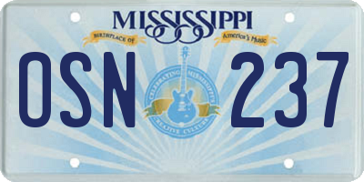 MS license plate OSN237
