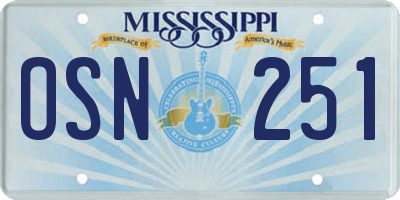 MS license plate OSN251