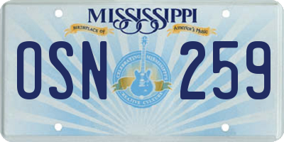 MS license plate OSN259