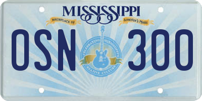 MS license plate OSN300