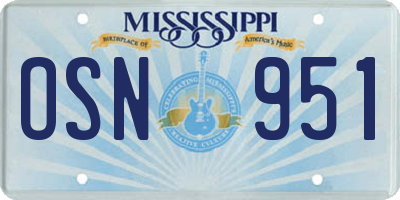 MS license plate OSN951