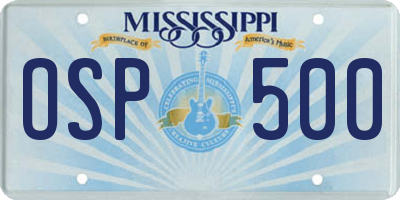 MS license plate OSP500