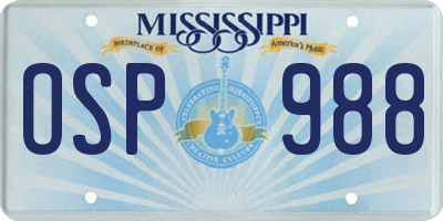 MS license plate OSP988