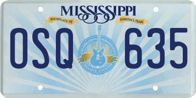 MS license plate OSQ635