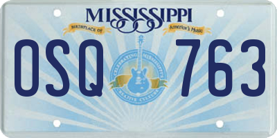MS license plate OSQ763