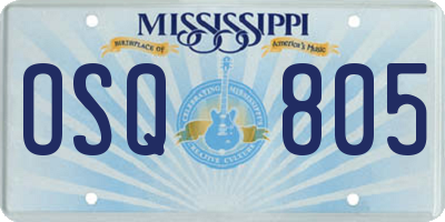 MS license plate OSQ805
