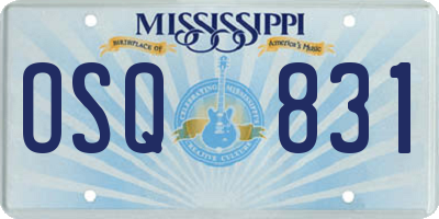 MS license plate OSQ831