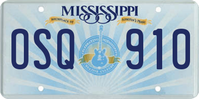MS license plate OSQ910