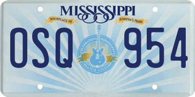 MS license plate OSQ954