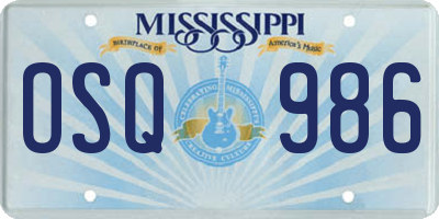 MS license plate OSQ986