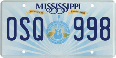 MS license plate OSQ998