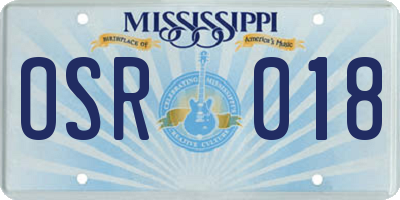 MS license plate OSR018