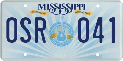 MS license plate OSR041